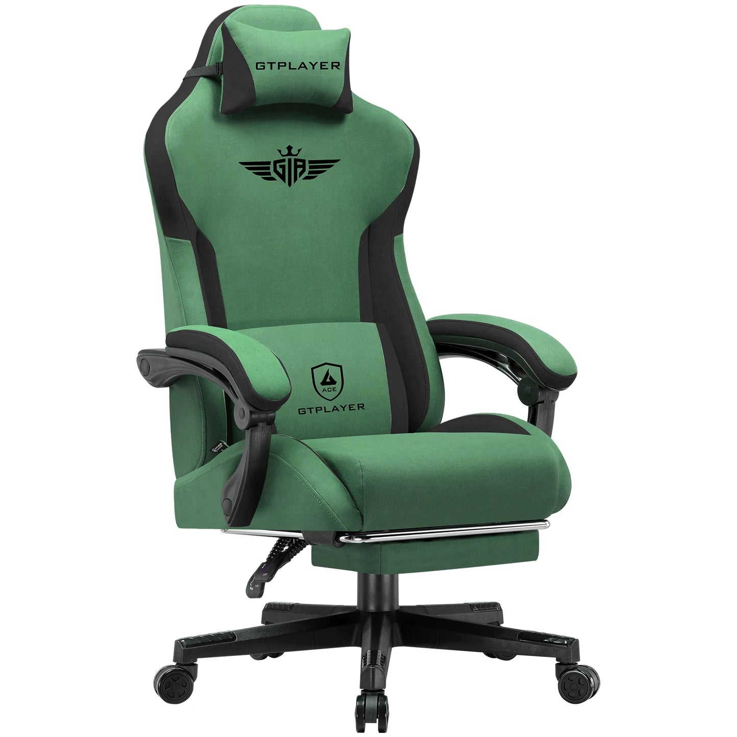 GTPLAYER Gaming Chair Ergonomic Fabric Gamer Chair with Lumbar Support, Adjustable Reclining PC Gaming Chair with Footrest and Widened Backrest