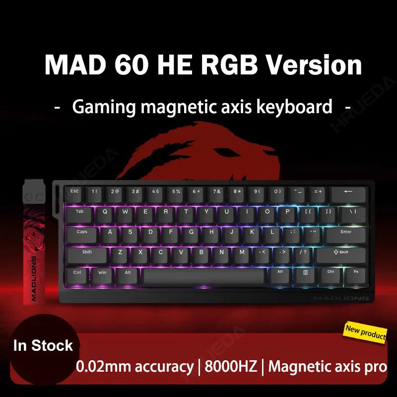 MADLIONS Mad 60he Mad60HE Mad 68HE mechanische Tastatur mit Magnetschaltern, kabelgebunden, Hot-Swap, 8K-Polling-Rate, personalisierte Gaming-Tastatur