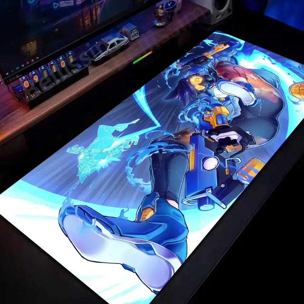 Duża podkładka pod mysz do komputera PC dla graczy Overwatch, urocza różowa mata rozszerzona pod klawiaturę, akcesoria gamingowe do laptopa, mata na biurko kawaii, dywanik HD