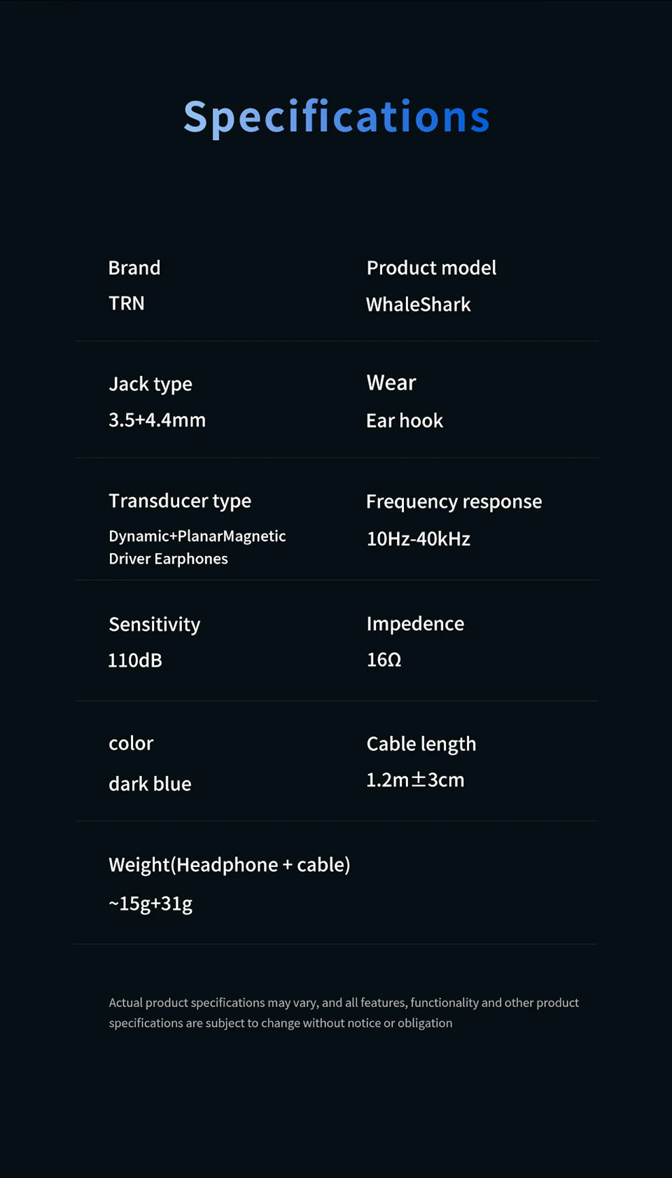TRN Whale Shark Hybrid Earphones Triple Dynamic + Planar In-Ear Monitors headphones