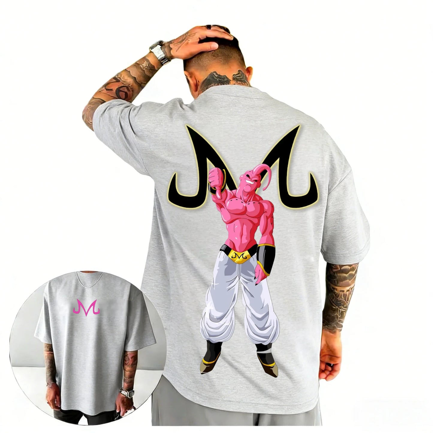 2026 Summer Dragon Ball Oversized T-shirt High Quality 100_ Cotton Majin Buu & Majin Mark Print Unisex Retro for Adults Kids