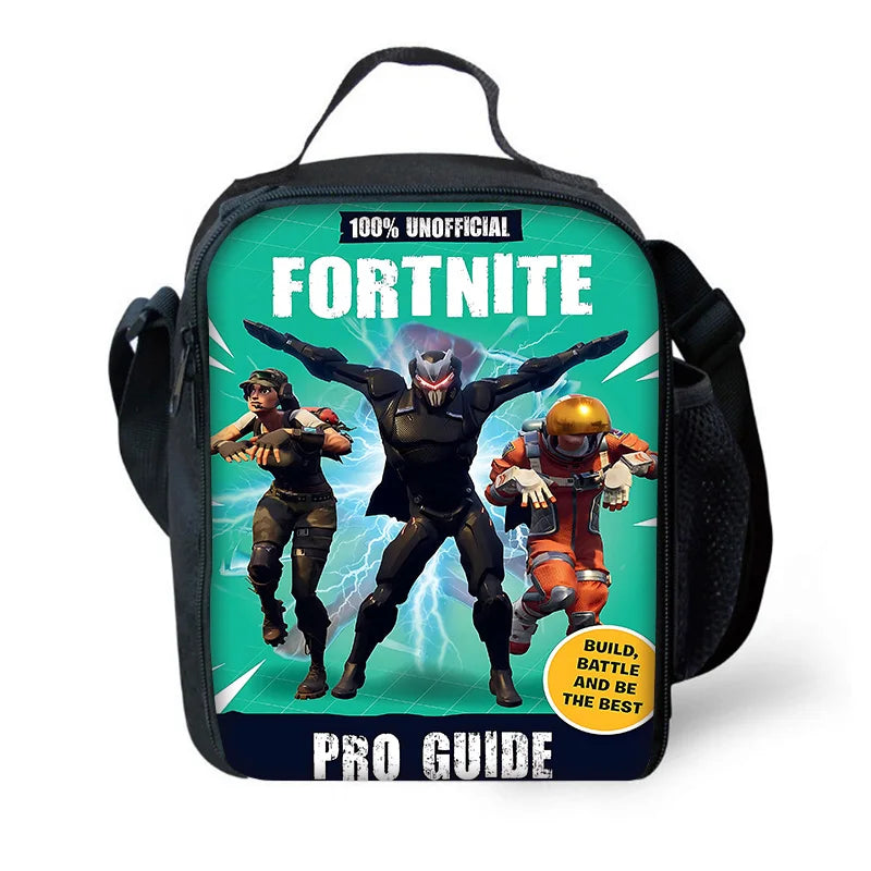 Isolierte Kinder-Lunchtasche mit großem Fassungsvermögen für Jungen, Mädchen und Schüler – Hot Game Outdoor-Picknick, wiederverwendbare Thermo-Kühltasche, Lunchbox F-FortniteS
