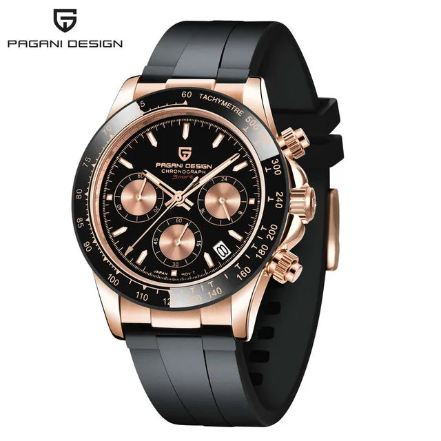 PAGANI DESIGN New Ceramic Bezel Men Quartz Wristwatches Luxurys Sapphire Glass Chronograph 100m Waterproof Stainless Watches Men