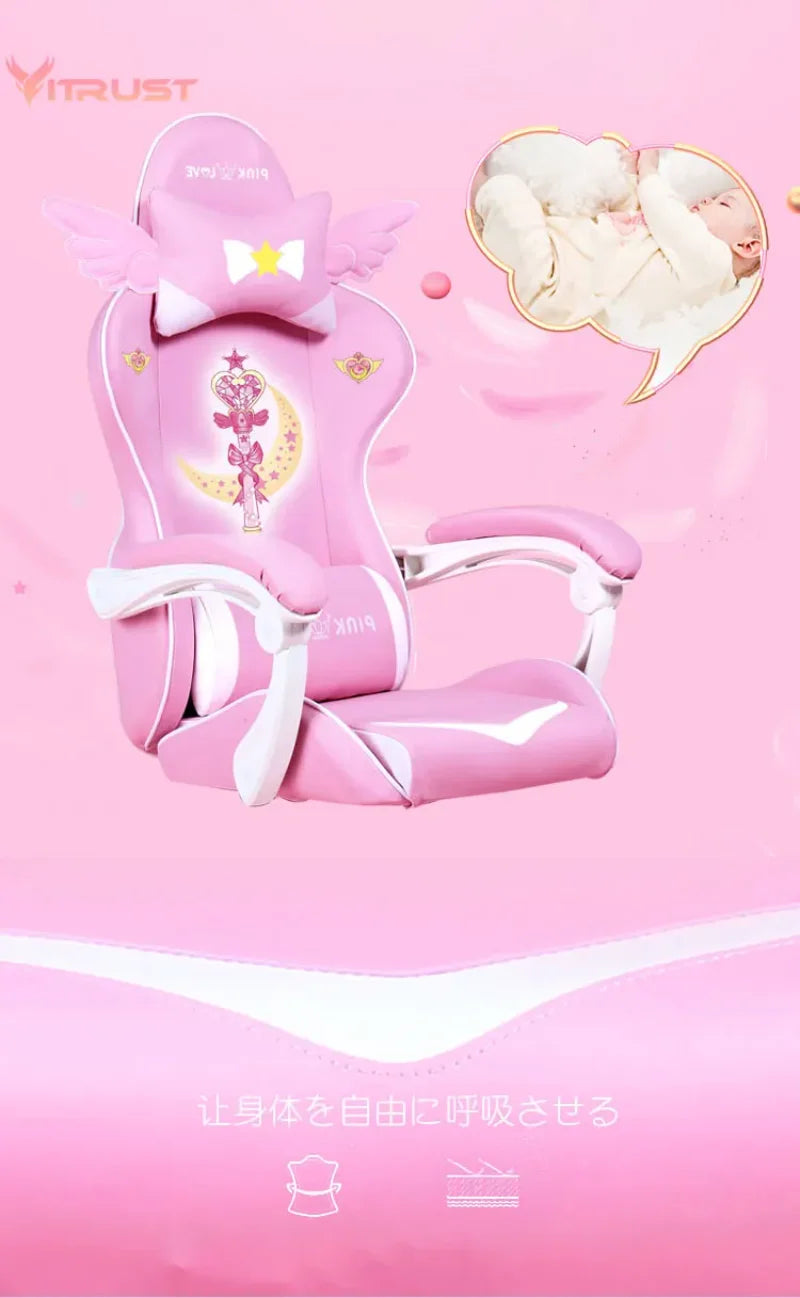 Pink Gaming Chairs for Girl Magic Comfortable Anchor Live Chair Gaming Chair Cute Pink Gaming Chair