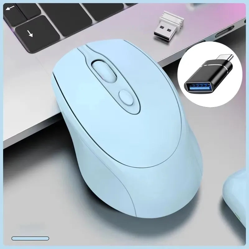 Ασύρματο ποντίκι συμβατό με Bluetooth 2.4G, επαναφορτιζόμενο ασύρματο ποντίκι υπολογιστή USB, αθόρυβο gaming mouse για PC, laptop, MacBook και tablet
