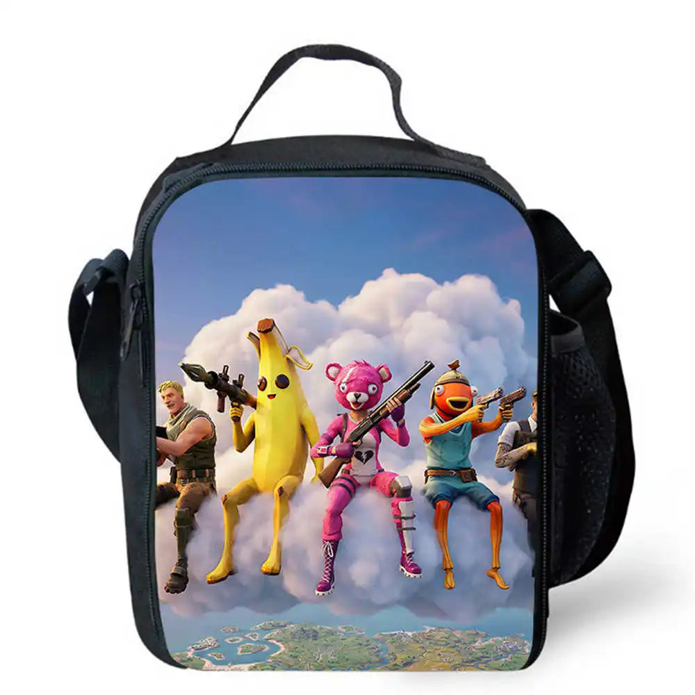 Lunch Bags for Children,Cartoon Fort-nite School Picnic Bags for Girls Boys,Kids Insulated Cooler Lunch Bags Portable Lightweigh