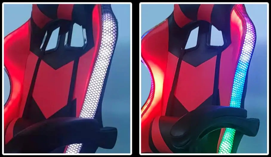 RGB Gaming Chair with LED Lights, Leather Racing Style Massage Gaming Chair, Adjustable Swivel Office Chair with Gas Lift and Ergonomic Design