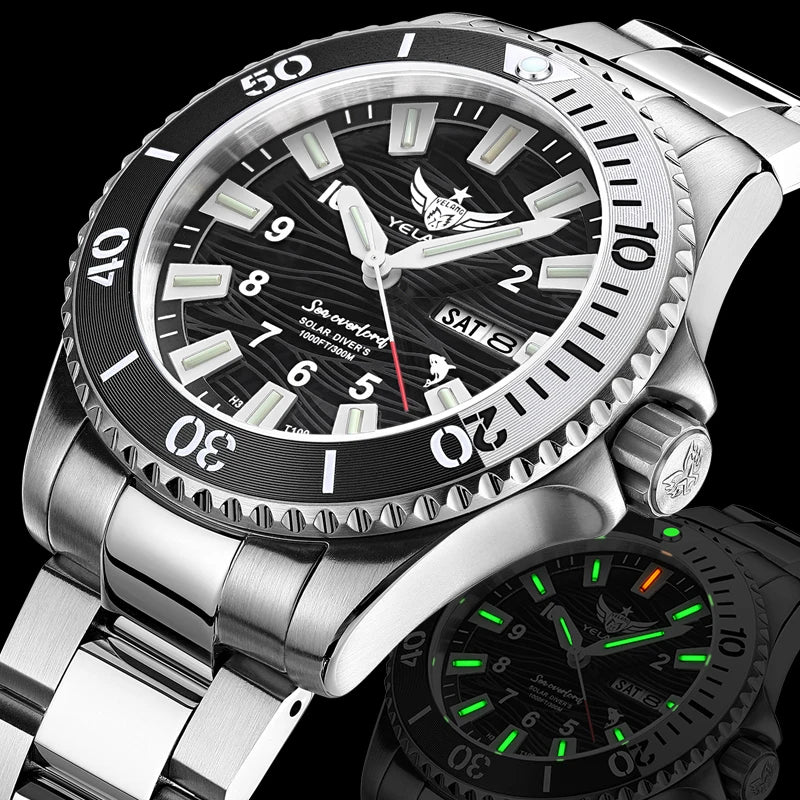 Yelang V1217 42mm Japan Eco-Drive Solar Watch Men's Watch 300M Diver Watch 30ATM Professional Waterproof Sapphire Luminous