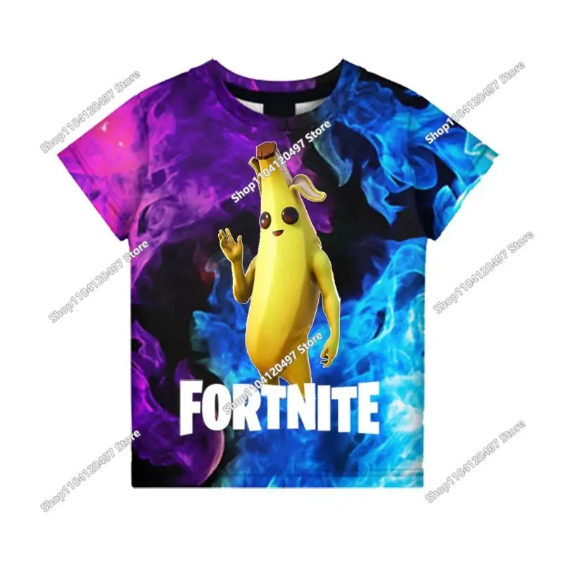 Anime Fortnite T-Shirts Girl Clothing T Shirt Boys White Cartoon Tees Baby Summer Shirts Cute Printed Tops Costume