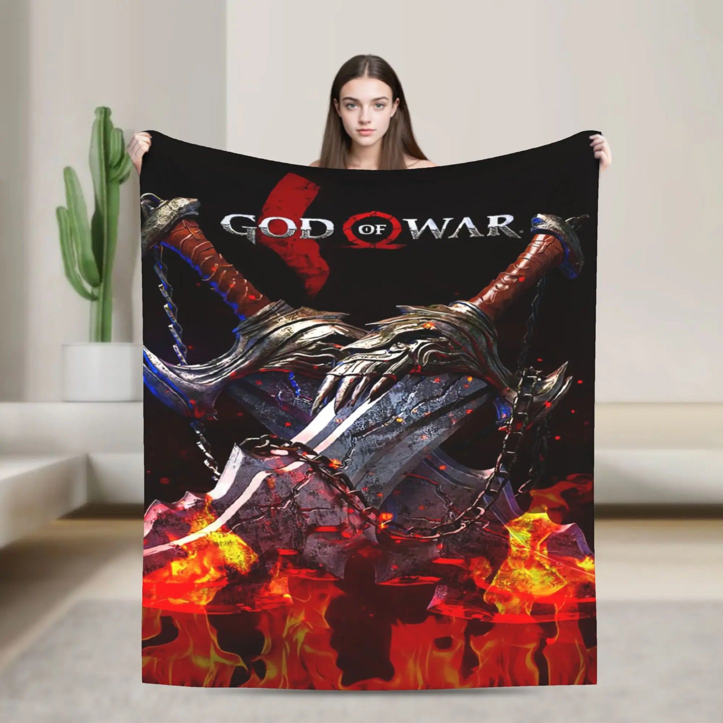Super Soft Blanket Travel Office God of War Game Gamers Kratos Throw Blanket Flannel Bedspread For Outdoor Sofa Bed Cover