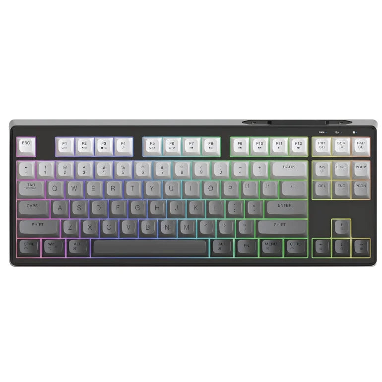 Free Wolf M87 75% kabellose Gaming-Tastatur – Silent Switches, Rainbow-Hintergrundbeleuchtung, BT/2.4G, PBT-Gradient-Keycaps, kompaktes Design