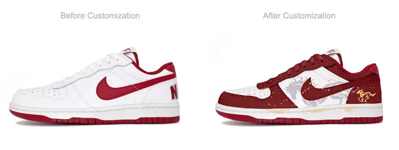 Custom Sneakers Nike Big Steed Crimson Chinese New Year of the Horse Men's Skate Shoes