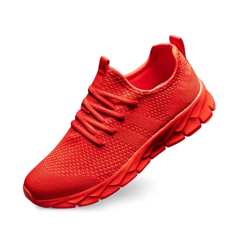Sapatos de homem Four Seasons novos tamanhos grandes em malha Flyknit, leves e respiráveis, sapatilhas desportivas casuais com sola macia para corrida ao ar livre
