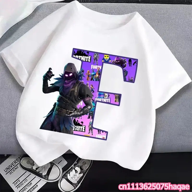 New Fortnites Kids T-shirts Cartoon Letter Graphic T-shirts Boys Girls Summer Casual Sports Short Sleeves Tops Children Clothing