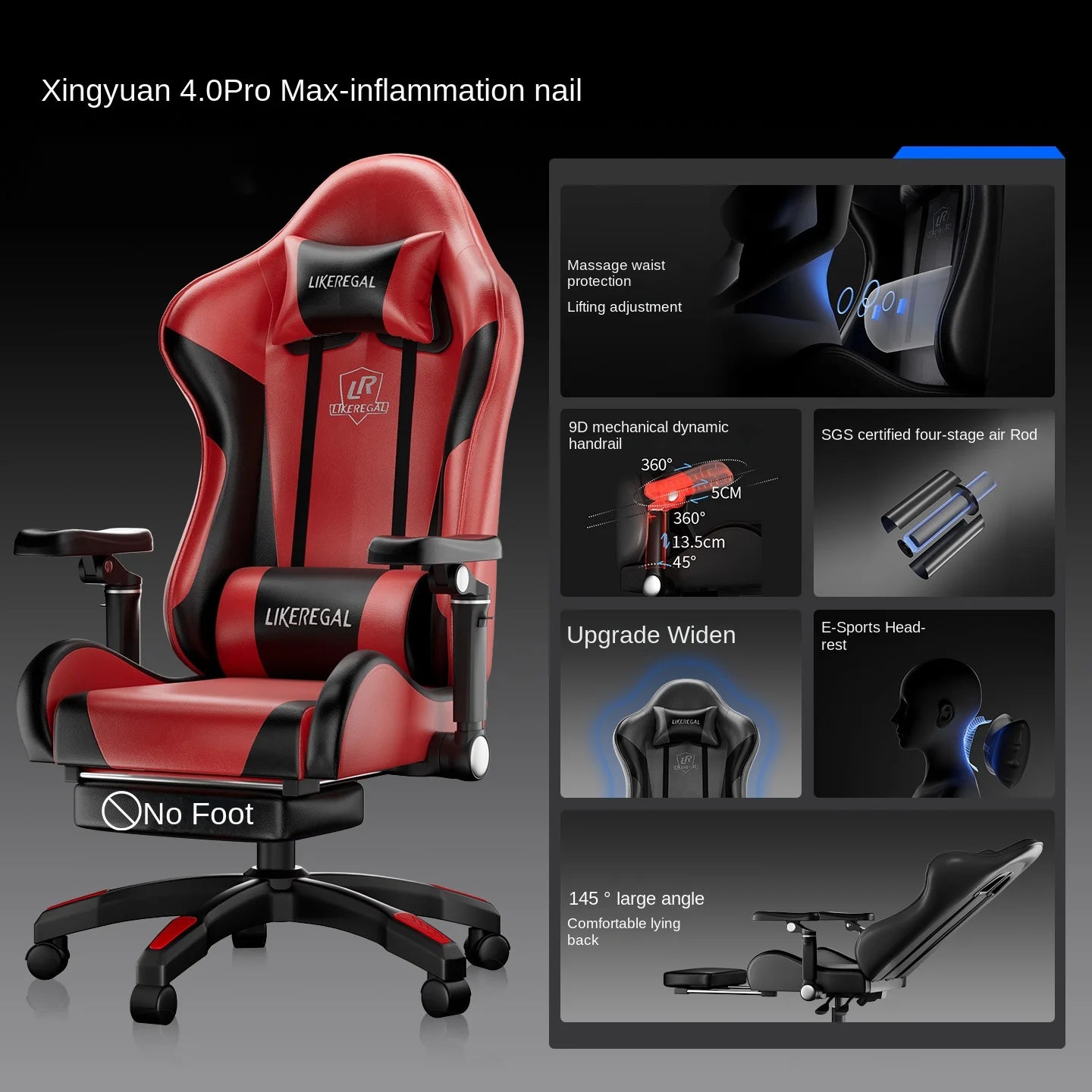 New Gaming Chair 9D Mechanical Dynamic Armrests 3D Lumbar Support Wide Seat Ergonomic Chair Gaming Live Streaming Swivel Chair