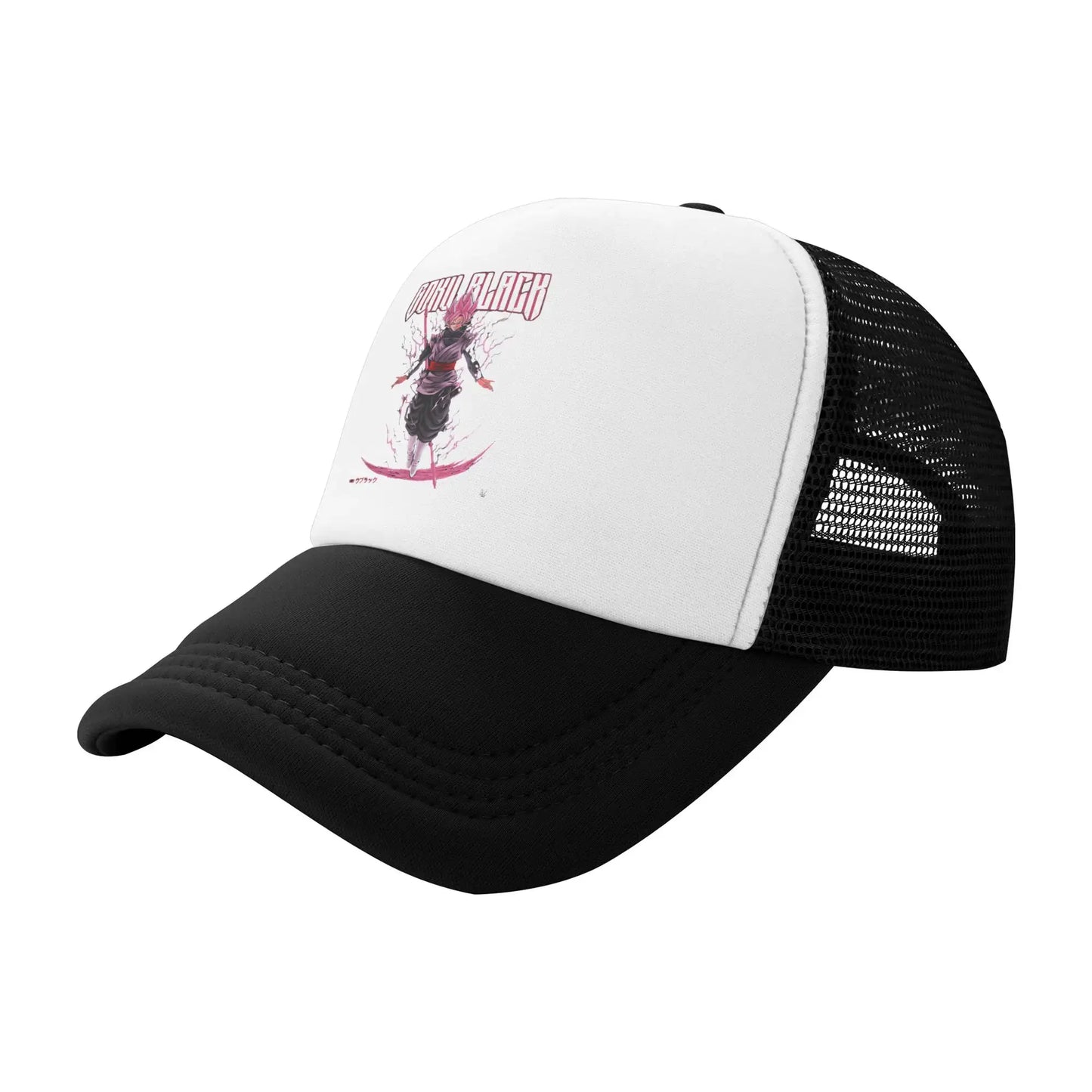 Dragon Ball Black Goku Trucker Cap Men Women Hat Sun Hat Sports Cap Adjustable Polyester Mesh Baseball Cap Summer, Produit gaming premium Fraquane