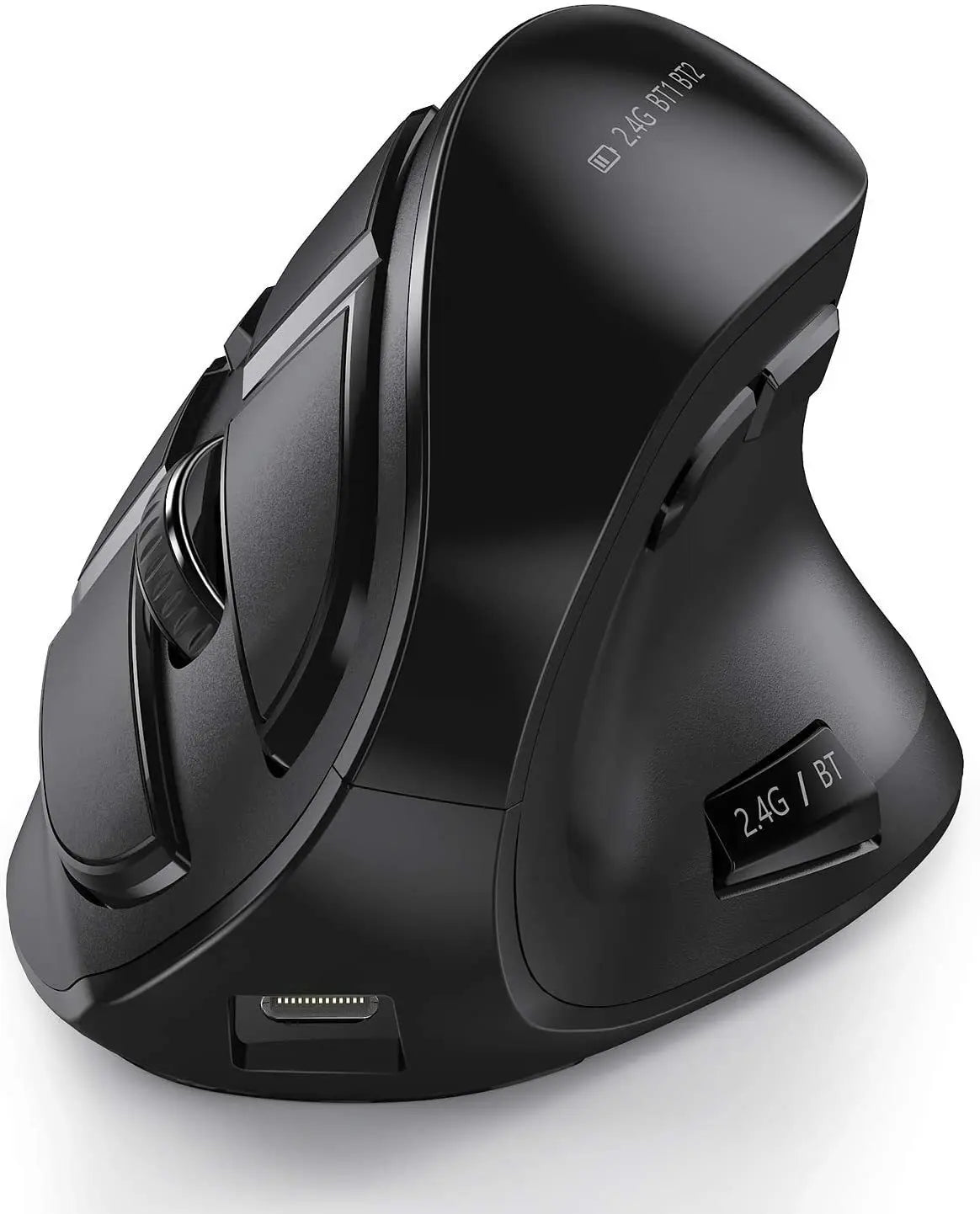 Mouse verticale wireless Jomaa 2.4G+Bluetooth per Apple Mac, laptop e notebook, 9 pulsanti, mouse gaming ricaricabile per PC e iPad