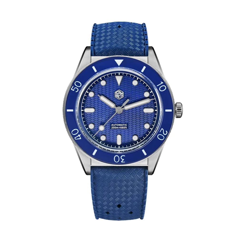 San Martin Official 39mm Guilloche MOP Dial Miyota 90S5 Sport Watch Automatic Mechanical Sapphire Bezel 20 ATM Luminous SN0151