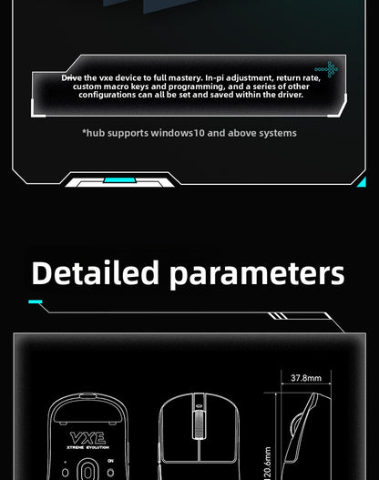 Mouse gaming ergonomic wireless VXE Dragonfly R1 ușor, senzor PAW3395, trei moduri, latență redusă, pentru PC, jucători, birou, cadou