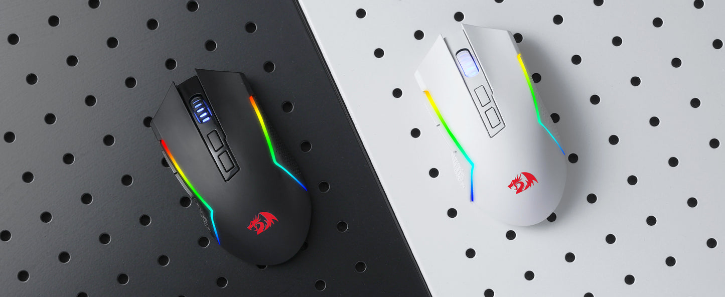 Mouse gaming Redragon M693 wireless/wired BT e Bluetooth 2.4G 8000 DPI, connessione a 3 modalità, retroilluminazione RGB per PC/Mac/laptop