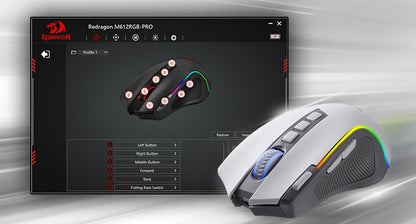 Redragon M612 PRO RGB BT 2.4G Gaming Gamer Mouse, 8000 DPI Wireless Optical 9 Programmable Buttons 7 Backlit Modes, B