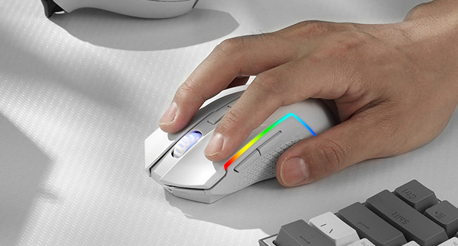 Mouse gaming Redragon M693 wireless/wired BT e Bluetooth 2.4G 8000 DPI, connessione a 3 modalità, retroilluminazione RGB per PC/Mac/laptop