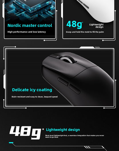 Mouse gaming ergonomic wireless VXE Dragonfly R1 ușor, senzor PAW3395, trei moduri, latență redusă, pentru PC, jucători, birou, cadou