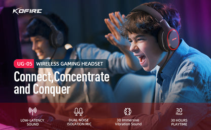 Kofire UG-05 Wireless Gaming Headset with Mic, RGB Lights, 2.4G Bluetooth 5.0 Gaming Headphones for PS5 PS4 PC Switch