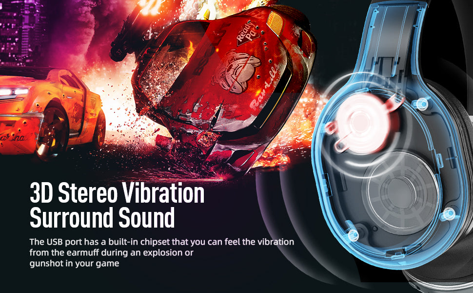 Kofire UG-05 Wireless Gaming Headset with Mic, RGB Lights, 2.4G Bluetooth 5.0 Gaming Headphones for PS5 PS4 PC Switch