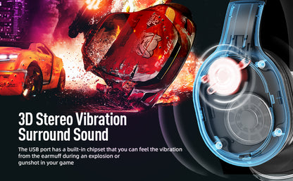 Kofire UG-05 Wireless Gaming Headset with Mic, RGB Lights, 2.4G Bluetooth 5.0 Gaming Headphones for PS5 PS4 PC Switch