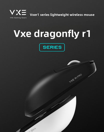 Mouse gaming ergonomic wireless VXE Dragonfly R1 ușor, senzor PAW3395, trei moduri, latență redusă, pentru PC, jucători, birou, cadou