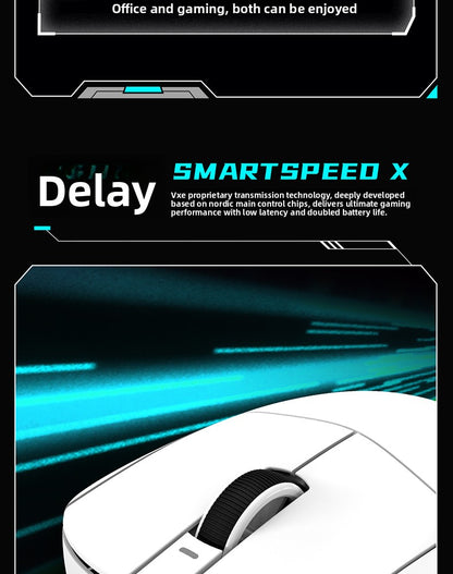 Mouse gaming ergonomic wireless VXE Dragonfly R1 ușor, senzor PAW3395, trei moduri, latență redusă, pentru PC, jucători, birou, cadou