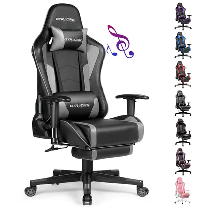 GTPLAYER Gaming Chair with Bluetooth Speakers, Footrest, Ergonomic Reclining Computer Chair with Lumbar Support for Office & Gaming