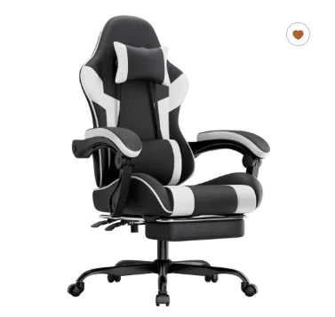 Ergonomic Gaming Chair with Lumbar Support, PU Leather Gaming Chair, Adjustable Reclining Computer Chair, Comfortable Office Chair for Gaming & Work