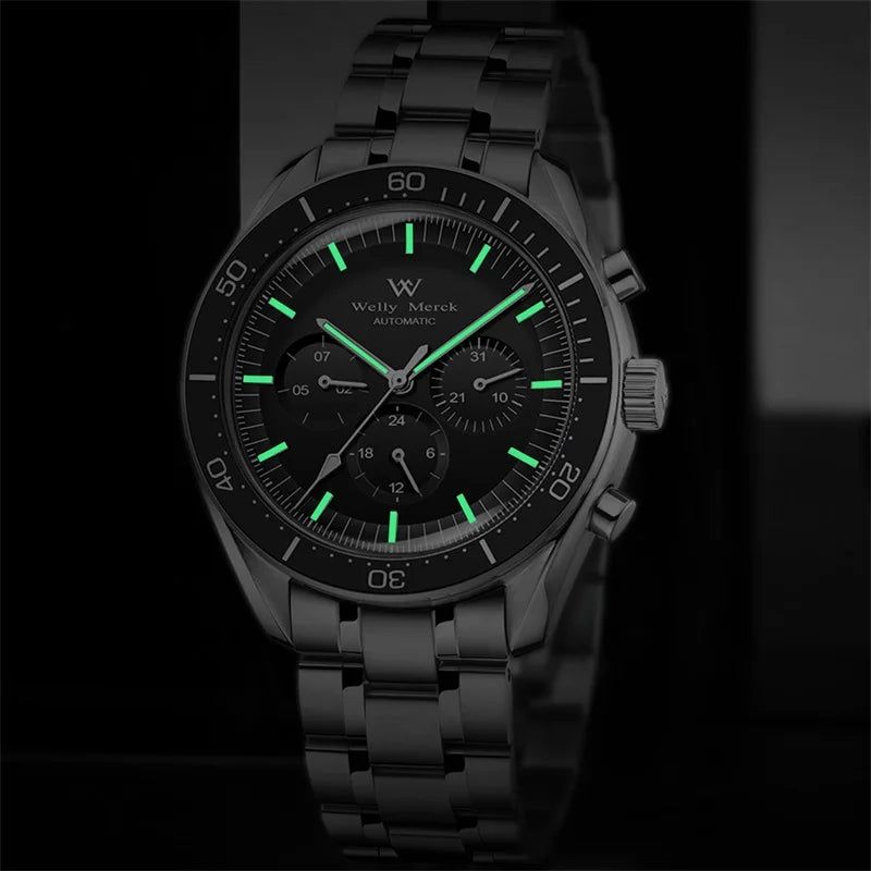 WM Watch Automatic Mechanical Watch 200M Waterproof Casual Classic Business Welly Merck Men Watches 170M-WM