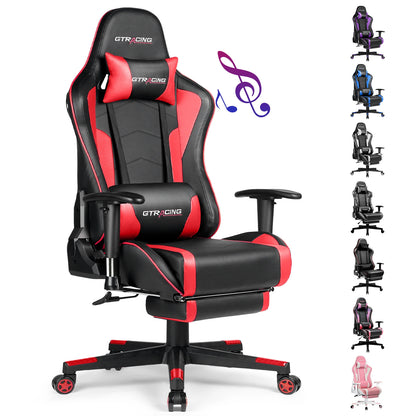 GTPLAYER Gaming Chair with Bluetooth Speakers, Footrest, Ergonomic Reclining Computer Chair with Lumbar Support for Office & Gaming