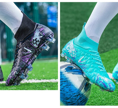 ro Performance HighCut Soccer Boots FG TF Studs Breathable Lightweight Cleats for Outdoor Grass and Turf Training Matches