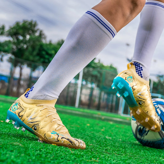 Chuteiras de Futebol Profissionais para Homem de Cano Alto, Pitons FG e TF, Ténis para Treinos e Jogos ao Ar Livre, Multicolor, Resistentes ao Desgaste