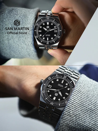 San Martin 37.5mm 40mm Classic Simple Dial Men Diver Watch Miyota 9015 Luxury Automatic Mechanical Watch Waterproof 200m SN0148