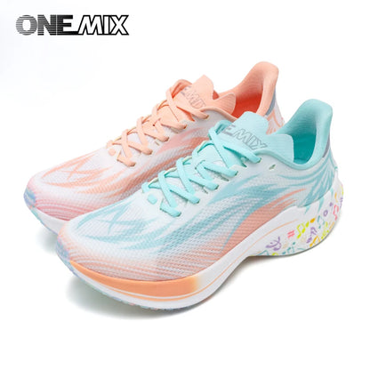 ONEMIX 2025 Carbon Plate Men Women Running Sports Shoes Breathable Cushioning Non-Slip PB Lightweight Rebound Sneakers