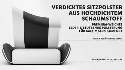Black & White Gaming Chair, Ergonomic PU Leather Computer Chair with Footrest, Adjustable Swivel Office Chair with Lumbar Support & Headrest, Breathable High-Back Chair for Gaming & Work