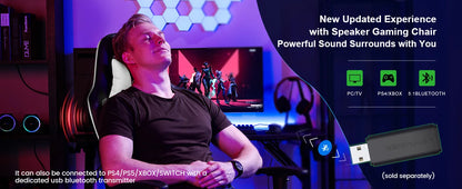 GTPLAYER Gaming Chair with Bluetooth Speakers, Footrest, Ergonomic Reclining Computer Chair with Lumbar Support for Office & Gaming