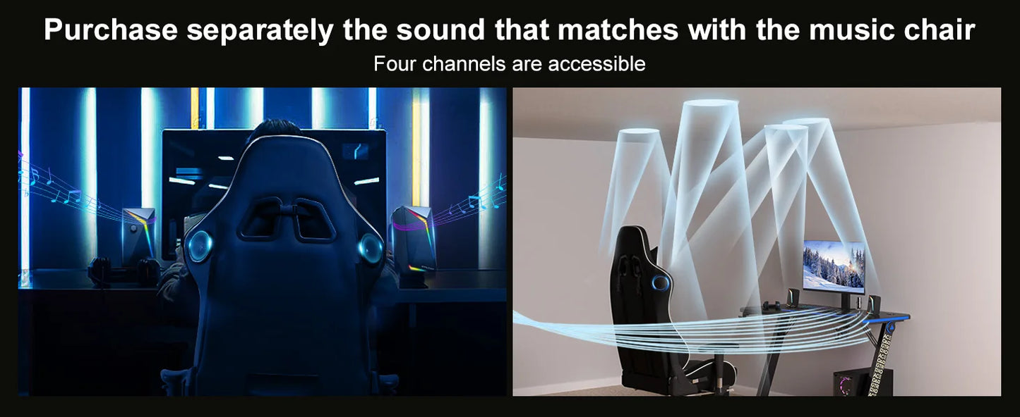 GTPLAYER Gaming Chair with Bluetooth Speakers, Footrest, Ergonomic Reclining Computer Chair with Lumbar Support for Office & Gaming