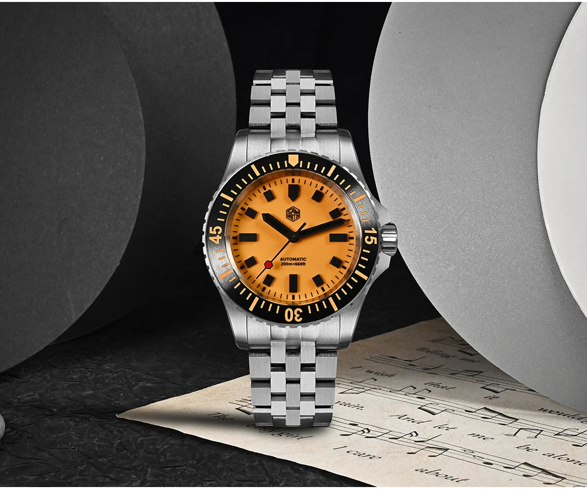 San Martin 1200HV Hardening Coating Men Diver Watch Full Luminous Dial Lumed Blocks ST2130 Automatic Mechanical Toolwatch SN0012