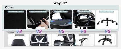 WOLTU Rotatable Computer Armchair Swivel Gaming Chair with Pocket Spring Cushion Ergonomic Office Chair Wide Seat Footrest