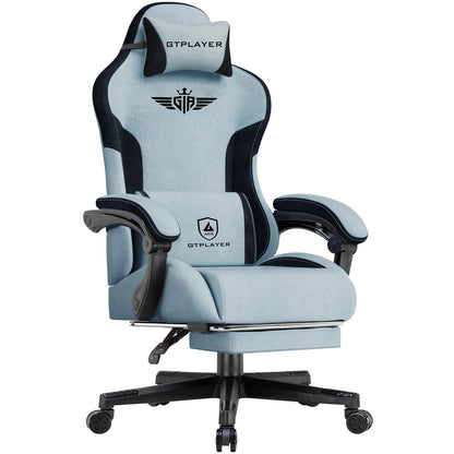 GTPLAYER Gaming Chair Ergonomic Fabric Gamer Chair with Lumbar Support, Adjustable Reclining PC Gaming Chair with Footrest and Widened Backrest