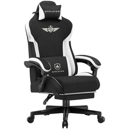 GTPLAYER Gaming Chair Ergonomic Fabric Gamer Chair with Lumbar Support, Adjustable Reclining PC Gaming Chair with Footrest and Widened Backrest