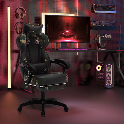 WOLTU Gaming Racing Chair Ergonomic Swivel Computer Chair with Footrest, Lumbar Support, Headrest, Adjustable Gamer Office Chair