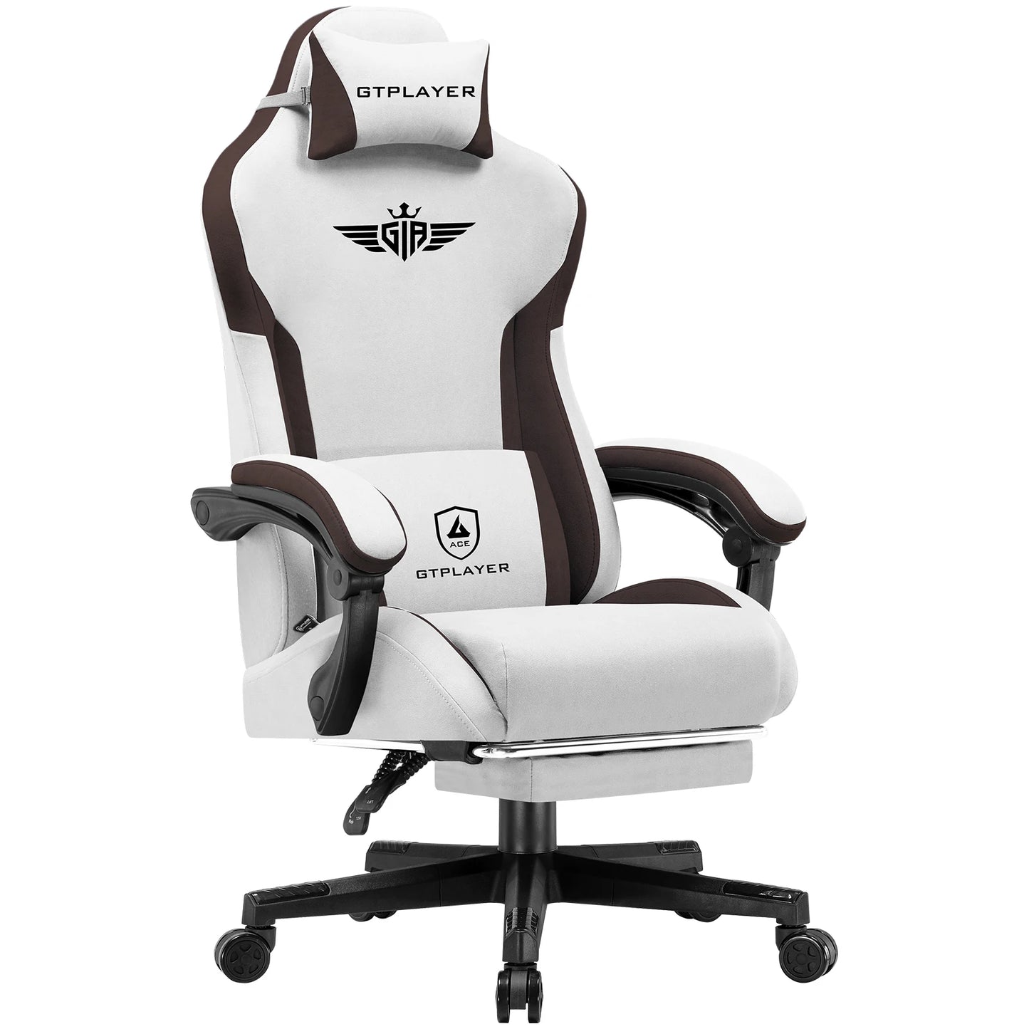 GTPLAYER Gaming Chair Ergonomic Fabric Gamer Chair with Lumbar Support, Adjustable Reclining PC Gaming Chair with Footrest and Widened Backrest