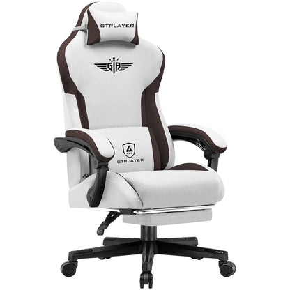 GTPLAYER Gaming Chair Ergonomic Fabric Gamer Chair with Lumbar Support, Adjustable Reclining PC Gaming Chair with Footrest and Widened Backrest